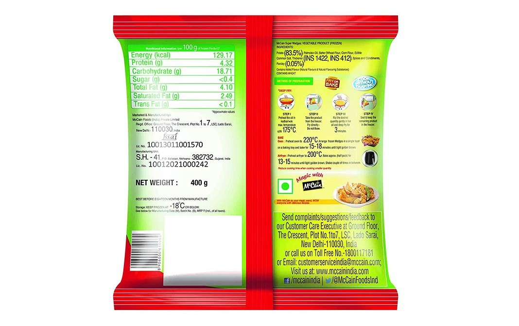 Mccain Super Wedges    Pack  400 grams